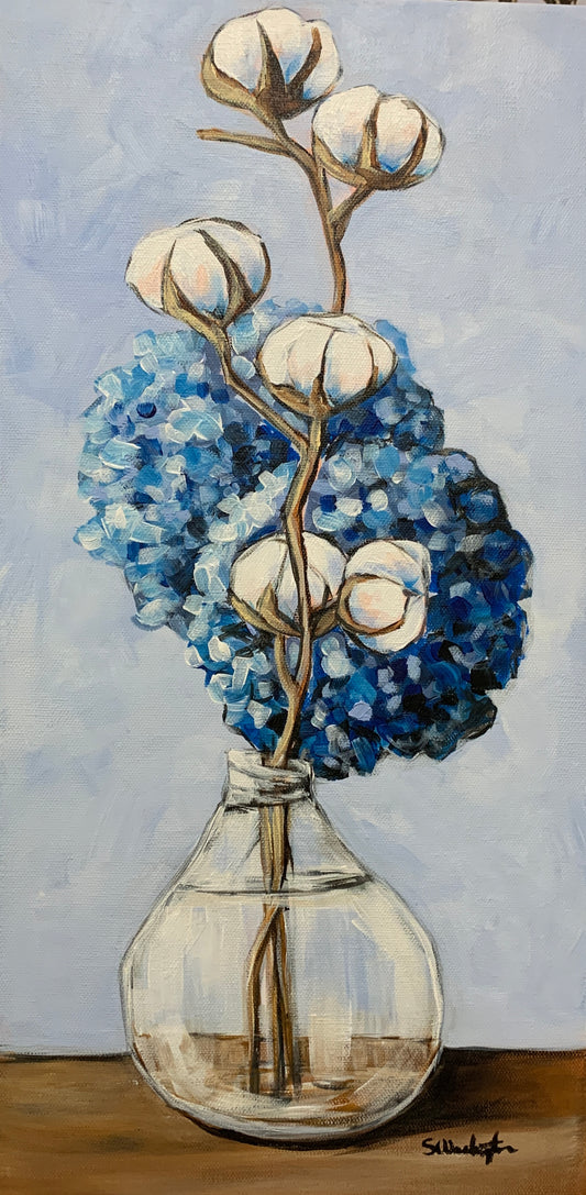 “Cotton Bolls & Hydrangeas”