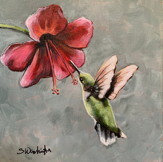 “Hibiscus and Hummingbird”